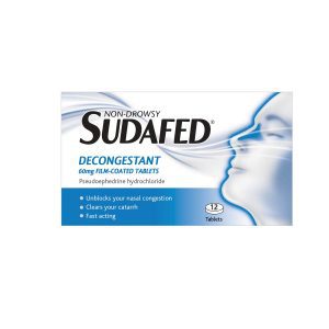 Sudafed Non-Drowsy Decongestant 60mg Fc Tabs 12 (Pseudoephedrine)