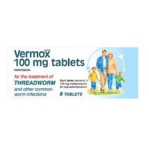 Vermox 100mg Tablets 6 (Mebendazole)