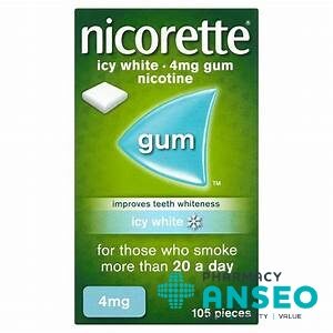 Nicorette Icy White 4mg Medicated Chewing Gum 105 Pieces
