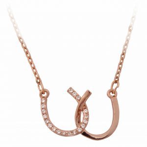 Tipperary Crystal Rose Double Horseshoe Pendant