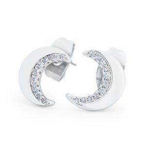 Tipperary Crystal Half Moon Stud Earrings Silver