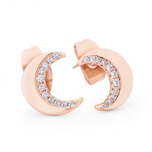 Tipperary Crystal Half Moon Stud Earrings - Rose Gold