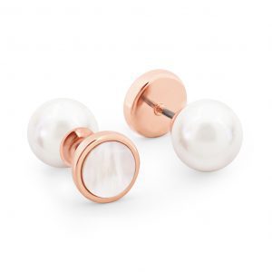 Tipperary Crystal Pearl Moon Earrings - Rose Gold